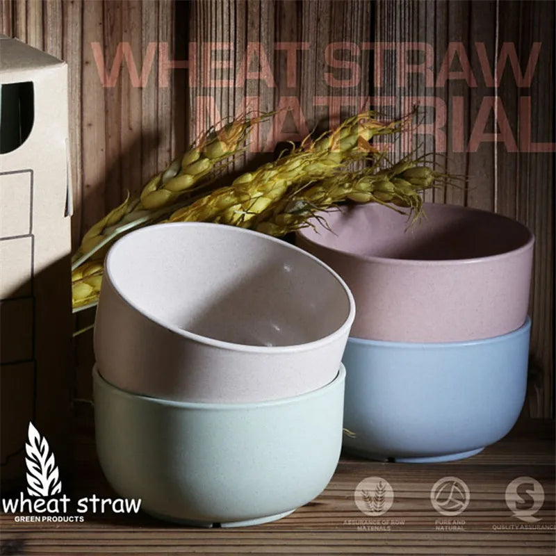 PureWheat Eco Bowl Set – 4PCS Biodegradable Wheat Straw Dinnerware for Healthy Living