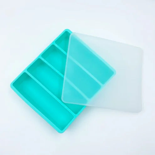 ChillBox Giant Silicone Freezer Tray – 4-Cube Food Storage Mould with Airtight Lid