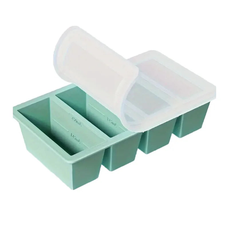 ChillBox Giant Silicone Freezer Tray – 4-Cube Food Storage Mould with Airtight Lid