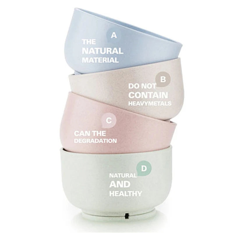 PureWheat Eco Bowl Set – 4PCS Biodegradable Wheat Straw Dinnerware for Healthy Living