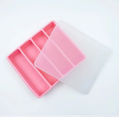 ChillBox Giant Silicone Freezer Tray – 4-Cube Food Storage Mould with Airtight Lid