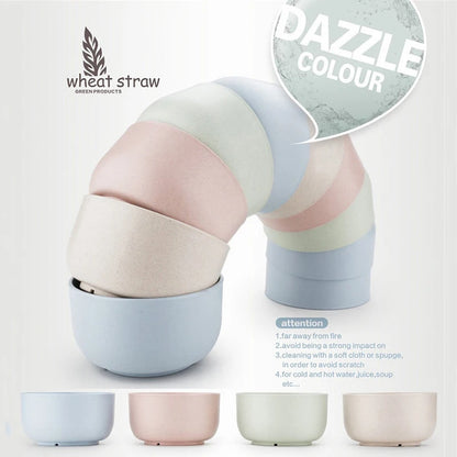 PureWheat Eco Bowl Set – 4PCS Biodegradable Wheat Straw Dinnerware for Healthy Living