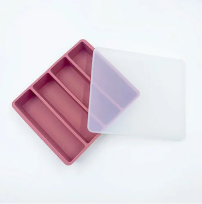 ChillBox Giant Silicone Freezer Tray – 4-Cube Food Storage Mould with Airtight Lid