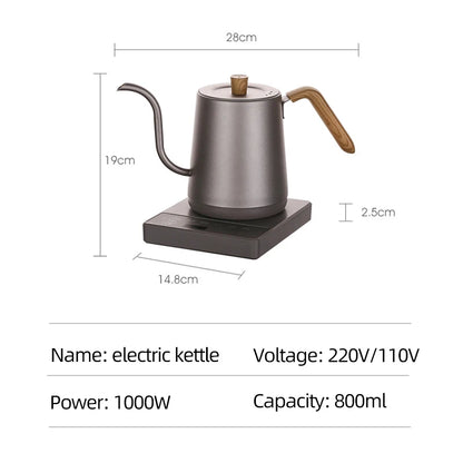 CaféCraft Electric Gooseneck Kettle – Smart 800ml Pour-Over Pot with Fast Heating & Temp Control
